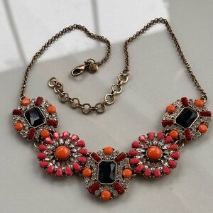 J.Crew Floral Charm/Jeweled Bib Statement Necklace – Gold Tone